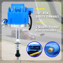 Load image into Gallery viewer, Complete HEI Distributor 65K Coil 7500 RPM for Small Block Ford SBF 5.8 L 351W Windsor 8 Cylinder Blue Cap
