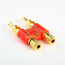 Load image into Gallery viewer, 2 set Gold Plated Dual Banana Plug Connectors Red+Black Free Shipping