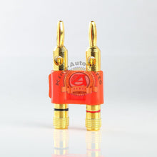 Load image into Gallery viewer, 2 set Gold Plated Dual Banana Plug Connectors Red+Black Free Shipping