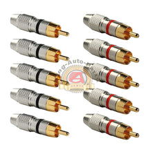 Load image into Gallery viewer, 5 pair RCA Male Plug Gold Audio Video Adapter Connector Free Shippin