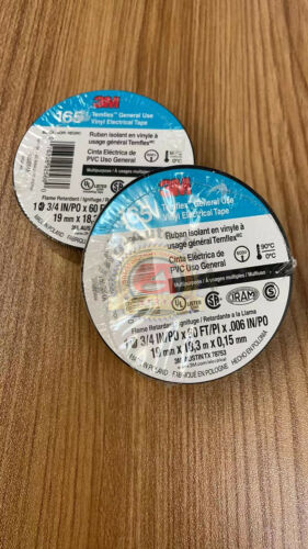2 Rolls 3M Electrical Tape 165 Temflex Black 3/4