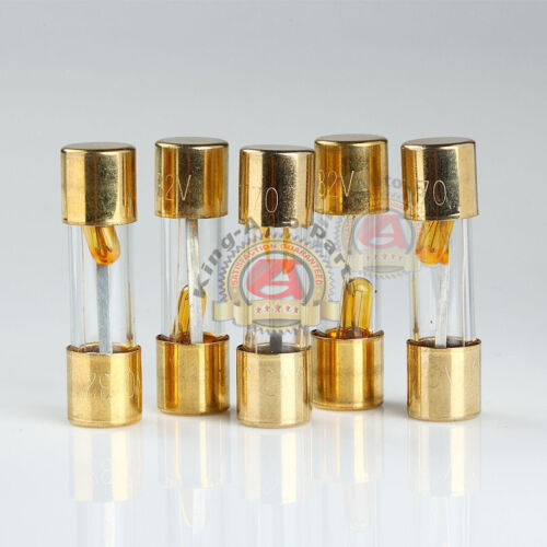 5 PACK AGU FUSE 5A AMP GOLD PLATED GLASS WITH BLOWN FUSE LED LIGHT INDICATOR