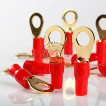 Load image into Gallery viewer, Car Audio Power/Ground Wire Ring Terminal Gold 4 AWG Gauge 1/2" Connectors 10Pcs
