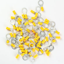 Load image into Gallery viewer, 100 Pack Wire Ring Terminals Vinyl Yellow 12-10 Gauge 1/2” Car Audio Connectors
