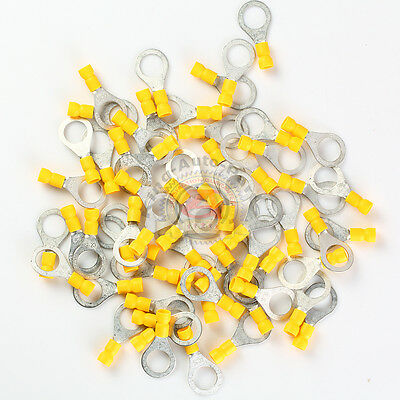 100 Pack Wire Ring Terminals Vinyl Yellow 12-10 Gauge 1/2” Car Audio Connectors