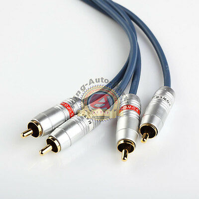14FT METAL BODY GOLD PLATED Dual RCA Male to Male Audio Cable No Noise Free Ship