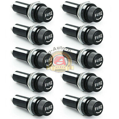 10pcs Fuse Holder Panel Mount for US (AGC) fuses 1/4