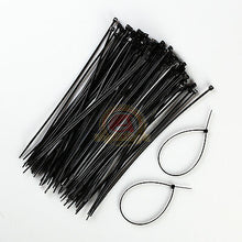 Load image into Gallery viewer, 100 PACK 8 INCH ZIP TIES NYLON BLACK 18 LBS UV WEATHER RESISTANT WIRE CABLE
