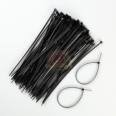 100 PACK 8 INCH ZIP TIES NYLON BLACK 18 LBS UV WEATHER RESISTANT WIRE CABLE