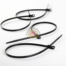 Load image into Gallery viewer, 100 PACK 15 INCH MOUNTING HOLE ZIP TIES NYLON BLACK NAIL SCREW WIRE CABLE 40LB
