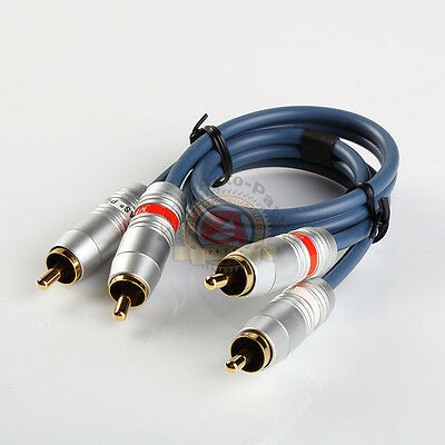 1.5FT METAL BODY GOLD PLATED Dual RCA Male to Male Audio Cable No Noise
