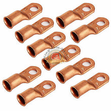 Load image into Gallery viewer, Copper Non-Insulated 2 or 1 Wire Gauge 5/16&quot; Ring Terminals 10 pcs
