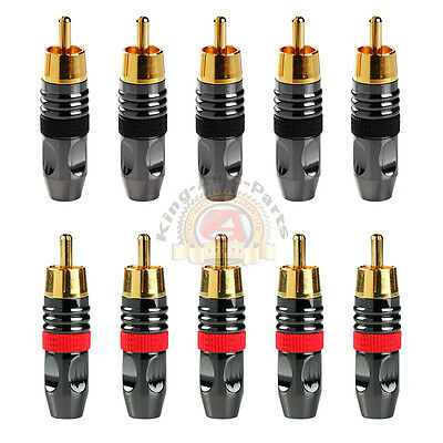 10x High Quality Male RCA Plug Gold Plated Audio Video Adapter Connector