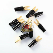 Load image into Gallery viewer, 10 x New 4 Gauge Black Gold Crimp Spade Terminal Connectors Free Shipping
