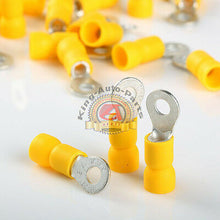 Load image into Gallery viewer, 20 Pack Wire Ring Terminals Vinyl Yellow 12-10 Gauge #8 Car Audio Connectors
