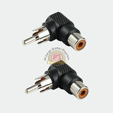 Load image into Gallery viewer, 2 pack RCA right angle connector plug adapters male to female 90 degree elbow
