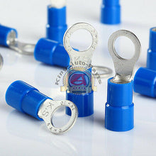 Load image into Gallery viewer, 10 Pack Car Ground Wire Ring Terminals VinylBlue6 Gauge AWG Ga 3/8&quot; Connectors
