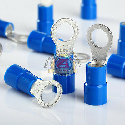10 Pack Car Ground Wire Ring Terminals VinylBlue6 Gauge AWG Ga 3/8