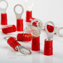 Load image into Gallery viewer, 10 Pack Car Ground Wire Ring Terminals Vinyl Red 8 Gauge AWG Ga 3/8”Connectors
