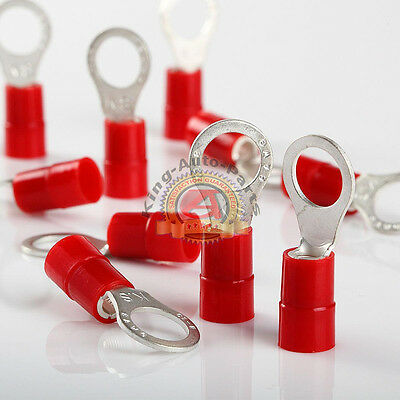 10 Pack Car Ground Wire Ring Terminals Vinyl Red 8 Gauge AWG Ga 3/8”Connectors
