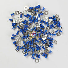 Load image into Gallery viewer, Blue Vinyl 16-14 Gauge #1/4 RING Wire Terminal Insulated 100Pcs
