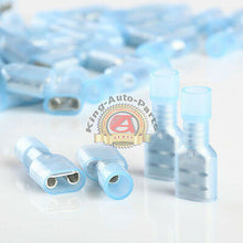Load image into Gallery viewer, 100 Female Insulated Wire Terminal Blue 16-14 Ga AWG Quick Disconnect Connectors
