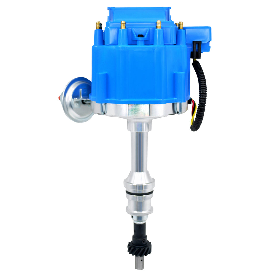 Complete HEI Distributor 65K Coil 7500 RPM for Small Block Ford SBF 5.8 L 351W Windsor 8 Cylinder Blue Cap