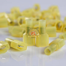 Load image into Gallery viewer, 12-10 AWG NYLON FULLY INSULATED MALE QUICK DISCONNECT SPADE CONNECTOR 100 PACK
