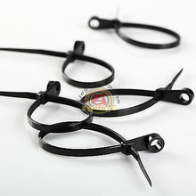 Load image into Gallery viewer, 100 PACK 6 INCH MOUNTING HOLE ZIP TIES NYLON BLACK NAIL SCREW WIRE CABLE 40LB
