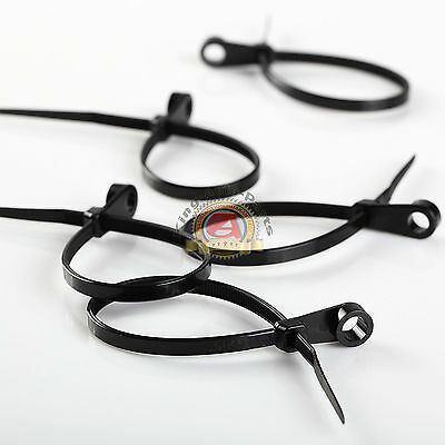 100 PACK 6 INCH MOUNTING HOLE ZIP TIES NYLON BLACK NAIL SCREW WIRE CABLE 40LB