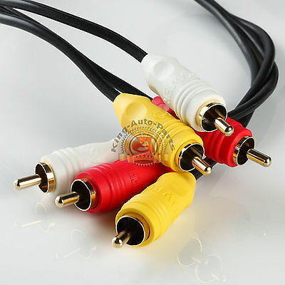 20ft 3 RCA composite av audio video cable gold plated ( L + R + V ) male m/m