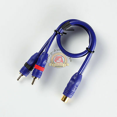 1FT 1' HIGH PERFORMANCE BLANCED CABLE RCA Y-ADAPTER 2 MEAL TO 1 FEMEAL
