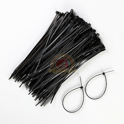 100 PACK 8 INCH ZIP TIES NYLON BLACK 40 LBS UV WEATHER RESISTANT WIRE CABLE