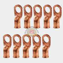 Load image into Gallery viewer, Copper Non-Insulated 2 or 1 G Wire Gauge 1/2&quot; Ring Terminals 10 pcs
