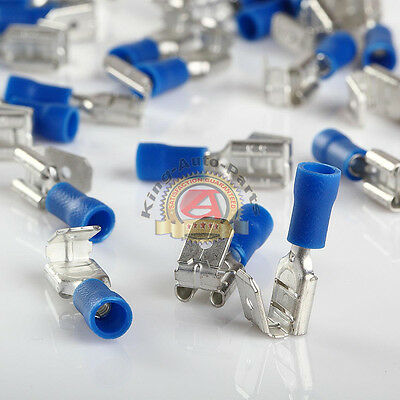 Blue Piggyback Electrical Quick Disconnect Terminal 16-14 ga. AWG .250 100Pcs