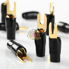 Load image into Gallery viewer, Audio 8 Gauge Black Gold Crimp Spade Terminal Connectors (10 Pack) LS8B
