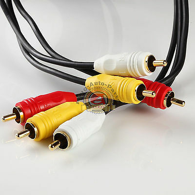 18ft 3 RCA composite av audio video cable gold plated ( L + R + V ) male m/m