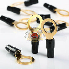 Load image into Gallery viewer, Wire Ring Terminal Gold 8 AWG 1/2&quot; Connectors Black Soft PVC Insulation 10Pcs
