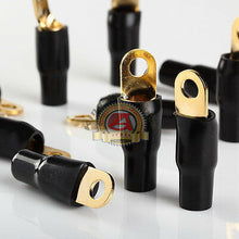 Load image into Gallery viewer, Car Audio Power/Ground Wire Ring Terminal Gold 4 AWG Gauge 1/4" Connectors 10Pcs
