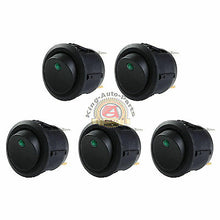 Load image into Gallery viewer, 5PCS Car 12V Round Rocker Dot Boat Green LED Light Toggle Switch SPST ON / OFF
