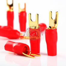 Load image into Gallery viewer, 10 x New 4 Gauge Red Gold Crimp Spade Terminal Connectors Free Shipping
