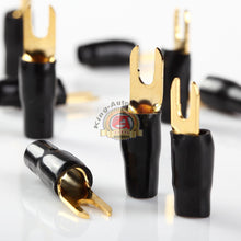 Load image into Gallery viewer, Audio 8 Gauge Black Gold Crimp Spade Terminal Connectors (10 Pack) LS8B
