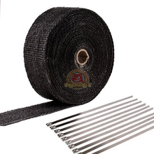 Load image into Gallery viewer, 2 Roll x 2&quot; 50Ft Black Fiberglass Exhaust Header Pipe Heat Wrap Tape+20 Ties Kit
