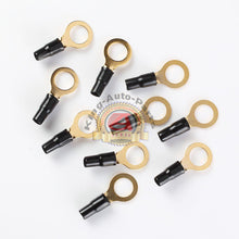 Load image into Gallery viewer, Wire Ring Terminal Gold 8 AWG 1/2&quot; Connectors Black Soft PVC Insulation 10Pcs
