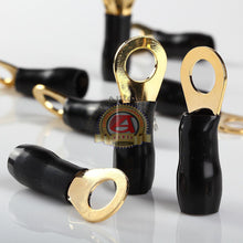 Load image into Gallery viewer, Car Audio Power/Ground Wire Ring Terminal Gold 4 AWG Gauge 3/8" Connectors 10Pcs

