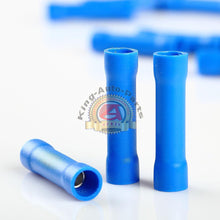 Load image into Gallery viewer, Car Audio/Alarm Wire Butt Connector Blue Vinyl 16-14 AWG Gauge Ga Terminal 100pc
