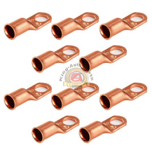 Load image into Gallery viewer, Copper Non-Insulated 2 or 1 Wire Gauge 3/8&quot; Ring Terminals 10 pcs

