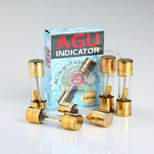 Load image into Gallery viewer, 5 PACK AGU FUSE 30A AMP GOLD PLATED GLASS WITH BLOWN FUSE LED LIGHT INDICATOR
