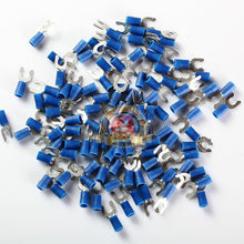 Load image into Gallery viewer, 16-14 GAUGE VINYL LOCKING SPADE # 10 CONNECTOR BLUE CRIMP TERMINAL AWG 100pcs
