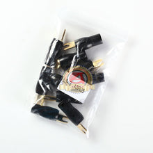 Load image into Gallery viewer, 10 x BLACK 4 GAUGE AWG GOLD PLATED BARRIER FORK SPADES CAR STEREO AMP TERMINALS
